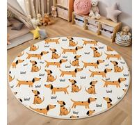 Alfombra Redonda Dibujos Animados Mascotas, Lavable Pelo Corto Dálmata Guau Alfombra para Dormitorio Interior, Antideslizante Color Naranja Alfombras para Sala De Estar sofá Dormitorio 90cm
