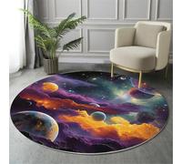 Alfombra Redonda Escena De La Galaxia Espacial, Lavable Antideslizante Diámetro De 60Cm, Planetas del Universo, para Sala De Estar, Dormitorio,Pasillo, Estudio,Mesa De Centro,Mesita