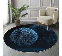 Alfombra Redonda Esfera Nodo, Alfombra Azul Resistente a Las Manchas, Alfombras Franela Abstracción Futuro Antideslizante, para Salón Sofá Mesa de Café Estudio Comedor 180cm
