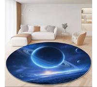 Alfombra Redonda Fantasía Estilo 180cm, Azul Antideslizante Lavable a Máquina Alfombras - Suave Pelusa Corta Misterio Espacio Universo Planetas Alfombra Impresa para Dormitorio Cocina Halls Balcón
