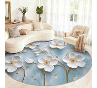 Alfombra Redonda Floral de 180 cm, alfombras Bohemias Florales para Sala de Estar, alfombras Redondas Lavables para Dormitorio, Mesa de Comedor, decoración del hogar