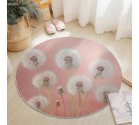 Alfombra Redonda Franela 60 cm, Impresionismo Sencillo Primer Plano Diente de león Diseño, Multi Vistoso Lavable Antideslizante Alfombra Adecuado para Dormitorio, Sala de Estar y Sala de Estudio