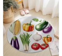 Alfombra Redonda Franela Diámetro 140 cm, Acuarela Elementos Vegetales Texturas Diseño Estampado, Vistoso Lavable Antideslizante Alfombra Adecuado para Dormitorio, Sala de Estar y Sala de Estudio