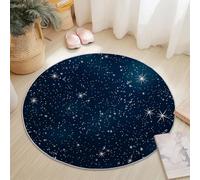 Alfombra Redonda Franela Diámetro 60 cm, Sencillo Cielo Estrellado Cielo Nocturno Diseño, Multi Vistoso Lavable Antideslizante Alfombra Adecuado para Dormitorio, Sala de Estar y Sala de Estudio
