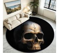 Alfombra redonda gótica de 120 cm, terror espeluznante calavera esqueleto antideslizante y lavable a máquina - Cerdas cortas impresas alfombras para salón, dormitorio, oficina o comedor, grosor 0,6 cm