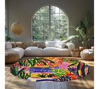 Alfombra Redonda Graffiti Abstracto Colores audaces botánicos Vibrantes Alfombras Sala Estar Alfombra Circular Lavable Pelo bajo Antideslizante para Cocina 120cm