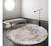 Alfombra redonda grande de 200 cm, suave, antideslizante, para dormitorio, fácil cuidado, diseño retro abstracto en azul y gris, perfecta para decoración del hogar y espacios de vida