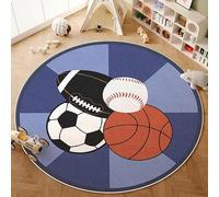 Alfombra redonda grande para niños, 200 cm, lavable, antideslizante, suave, decoración de guardería, habitación de los niños, sala de estar, dormitorio, bola de dibujos animados en varios colores