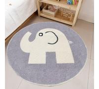 Alfombra redonda grande para niños de 160 cm, diseño de animales, gris,