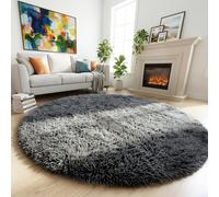 Alfombra redonda gris para dormitorio, esponjosa alfombra circular de 4 pies x 4 pies para habitación de niños, alfombra peluda para habitación de adolescentes, alfombra lanuda para cuarto de bebé, alfombra de felpa difusa para dormitorio, alfombra gris, decoración de habitación linda para bebé