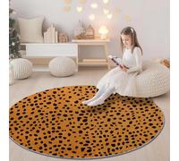 Alfombra Redonda Lavable 100 cm Alfombras Pelo Corto Lavables Antideslizante, Camuflaje Moda Estampado De Leopardo Textura Alfombra de Habitacion Infantil Salon Mesa de Café Comedor - Marrón Negro
