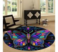 Alfombra Redonda Lavable a Máquina 200 cm Ciencia Ficción Abstracto Geométrico, Moqueta Pelo Corto Antidesprendimiento Antideslizante Multicolor - Alfombra para Salón Dormitorio Cocina Pasillo Oficina