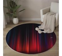 Alfombra Redonda Lavable A Máquina 80Cm,Líneas Verticales Degradadas 3D Estilo De Tecnología Cibernética Decoración Antideslizante Para Sala De Estar,Dormitorio Cocina Balcón Terraza Comedor,Rojo