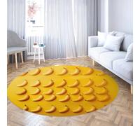 Alfombra Redonda Lavable con Patrón de Plátano Tema de Fruta Amarilla Antideslizante Pelo Bajo Desgastado Carpe para Decor de Sala de Juegos de Sala Comedor Debajo de la Mesa de Comedor 240cm