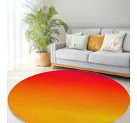 Alfombra Redonda Moderna 120 cm Moqueta Lavable a Máquina Naranja, Alfombra de Pelo Corto Antideslizante Minimalismo Bloques de Color - Moqueta Resistente para Salón Dormitorio Comedor Oficina