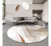 Alfombra redonda moderna de 200 cm, pelo corto, color marrón y naranja, diseño elegante para dormitorio y sala de estar, lavable, contemporánea, decoración del hogar, textura suave, calidad duradera