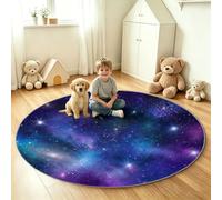 Alfombra redonda moderna de 60 cm, espacio nebulosa con vía láctea, antideslizante y lavable a máquina, pelo corto impreso alfombra para salón, dormitorio, oficina o comedor, grosor 0,6 cm, color azul