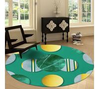 Alfombra Redonda Moderna Lavable a Máquina 200 cm Abstracto Geométrico Mármol Textura, Alfombra de Pelo Corto Antideslizante Verde Esmeralda - Moqueta Resistente para Salón Dormitorio Comedor Oficina