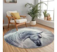 Alfombra Redonda Multiusos de Pelo Corto 180 cm, con Mapa de Crin de Caballo de línea Simple impresión con Base Antideslizante, Lavable a Máquina - Ideal para Salón Cocina Terraza, Gris
