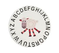 Alfombra redonda para área de juegos, alfombra antideslizante suave con diseño de dibujos animados para niños, alfombra de juego de falso cachemir con un lindo diseño del alfabeto, (Corderito)