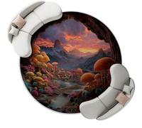 Alfombra redonda para comedor Cueva De Hongos De Colores De Dibujos Animados Motivo Alfombra antideslizante suave y esponjosa para sala de estar, dormitorio, habitación infantil, 160 cm, Amanecer