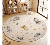 Alfombra Redonda para habitación Infantil, Revestimiento de Suelo para Centro de educación Infantil, Tela de Terciopelo Cristal, tapete para Gatear para bebés y niños pequeños G 120cm