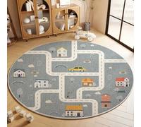 Alfombra Redonda para habitación Infantil, Revestimiento de Suelo para Centro de educación Infantil, Tela de Terciopelo Cristal, tapete para Gatear para bebés y niños pequeños F 100cm