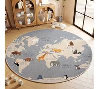 Alfombra Redonda para habitación Infantil, Revestimiento de Suelo para Centro de educación Infantil, Tela de Terciopelo Cristal, tapete para Gatear para bebés y niños pequeños H 120cm
