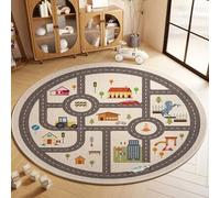 Alfombra Redonda para habitación Infantil, Revestimiento de Suelo para Centro de educación Infantil, Tela de Terciopelo Cristal, tapete para Gatear para bebés y niños pequeños D 120cm