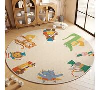 Alfombra Redonda para habitación Infantil, Revestimiento de Suelo para Centro de educación Infantil, Tela de Terciopelo Cristal, tapete para Gatear para bebés y niños pequeños C 100cm