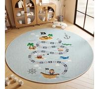 Alfombra Redonda para habitación Infantil, Revestimiento de Suelo para Centro de educación Infantil, Tela de Terciopelo Cristal, tapete para Gatear para bebés y niños pequeños E 80cm