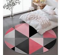 Alfombra Redonda para Sala de Estar - Minimalista Geométrico Triangular Lavable a Máquina Antideslizante Alfombra Redonda 150 cm, Rosa Gris Alfombras para Dormitorio Pasillo de Entrada
