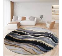 Alfombra Redonda Pelo Corto, Naturaleza Mármol Textura Antideslizante Resistente Alfombras, Oro Blanco Stampato Alfombra Redonda para Dormitorio Salón Pasillo, 180 cm