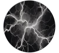 Alfombra Redonda Rayo gótico Abstracto Lavable a máquina, Antideslizante, de Pelo bajo y no desprende Pelo 150 cm (Round) para Sala de Estar, Dormitorio salón Negro