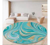 Alfombra Redonda Retro Estilo 150cm, Verde Antideslizante Lavable a Máquina Alfombras - Suave Pelusa Corta Sencillo Lujo Líneas Remolinos Alfombra Impresa para Dormitorio Cocina Halls Balcón