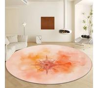 Alfombra Redonda Rosa, Alfombras Ultrasuave Lavable de Pelo Corto Fantasía Retro Brújula - Alfombra Redonda Antideslizante para Sala de Estar Dormitorio 80 cm