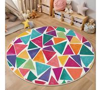 Alfombra Redonda Rosa Coser Triángulos 3D para La Decoración del Sofá del Dormitorio De La Sala De Estar,Geometría De Acuarela Antideslizante del Piso De La Alfombra,140Cm
