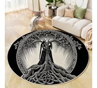 Alfombra Redonda Runas Antiguas Árbol De La Vida, Lavable a Máquina Alfombra Redonda Estilo De Fantasía Misteriosa Antideslizante Para Dormitorio Sala De Estar Cocina Decoración Del Hogar 60cm