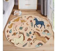 Alfombra Redonda Sala De Estar Animales Cuentos Hadas Animados 60 Cm