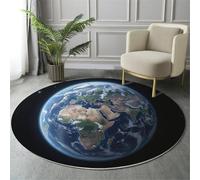 Alfombra Redonda Salon 100cm, Alfombra Antideslizante Estampado Tierra Océano, Suave Lavable Lavadora Realismo Universo Azul Alfombras para Salón Cocina Comedor Halls Balcón
