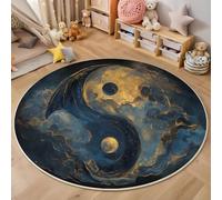 Alfombra Redonda Salon 120cm, Alfombra Antideslizante Estampado Símbolo De Tai Chi Nubes, Suave Lavable Lavadora Fantasía Misterio Azul Alfombras para Salón Cocina Comedor Halls Balcón