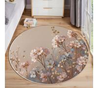 Alfombra Redonda Soñador Sanador Antideslizante, Alfombra Estampado Acuarela Flores Silvestres Pelo Corto Suave, fácil de Limpiar Rosa Claro Alfombras, para Sala de Estar Dormitorio Cocina 90cm