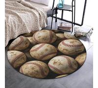 Alfombra redonda suave antideslizante para juegos, 61 cm | Absorbente de agua, diseño vintage de pelota de béisbol, alfombra circular, protector de suelo para silla de escritorio, sofá y decoración de