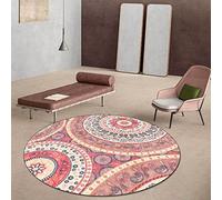Alfombra Redonda, Suave, Grande, Antideslizante, Lavable, para habitación de los niños, salón, Multicolor Geometric Ethnic Style,ø 120CM