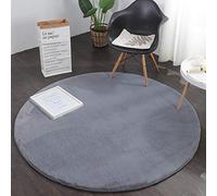 Alfombra redonda suave para sala de estar, diseño de conejo, lavable, alfombra para habitación de niños, 160 cm de diámetro, ideal para el hogar, oficina, silla y mesita de noche, color gris