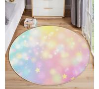 Alfombra Redonda Vistoso, Plegable Cielo Suave Y Estrellado Estrellas Estampado Alfombra, Antideslizante Lavables a máquina Soñador Romántico Alfombras para Sala de Estar Dormitorio 90cm