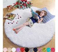 Alfombra Redonda y esponjosa de 5 x 5 pies para Dormitorio, niños, Adolescentes y Cuarto de bebé, Alfombra lanuda de Felpa para decoración de Dormitorio y habitación del bebé