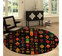 Alfombra Redondo Lavable 150 cm Suroeste para Salón, Alfombra Antideslizante y Resistente África Tribu Geométrico Rombo - Moqueta Moderna Suave Estampada para Dormitorio Habitación Infantil