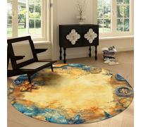 Alfombra Redondo Lavable 160 cm Estilo Vintage para Salón, Alfombra Antideslizante y Resistente Fantasía Tesoro Piratas Mapas - Moqueta Moderna Suave Estampada para Dormitorio Habitación Infantil