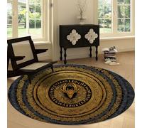 Alfombra Redondo Lavable a Máquina 120 cm, Pelo Corto Antidesprendimiento Antideslizante Surrealismo - Alfombra Estampada Horizonte Vikingo Emblema Runa para Salón Dormitorio Cocina Pasillo Oficina